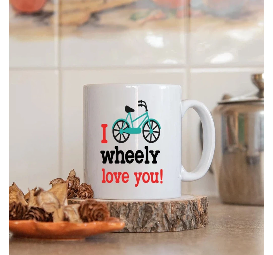 Bicycle Couple I Wheely Love You Funny Valentine Wedding For Him For Her Mugs Ceramic Mug Print On Both Sides