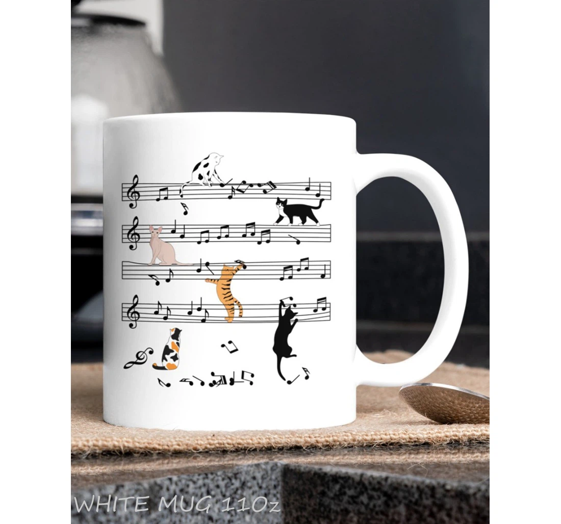 Cat Playing Note Music Naughty Cat With Note Music Cat Music Cat Breeds Cup Music Lovers Ceramic Mug Print On Both Sides