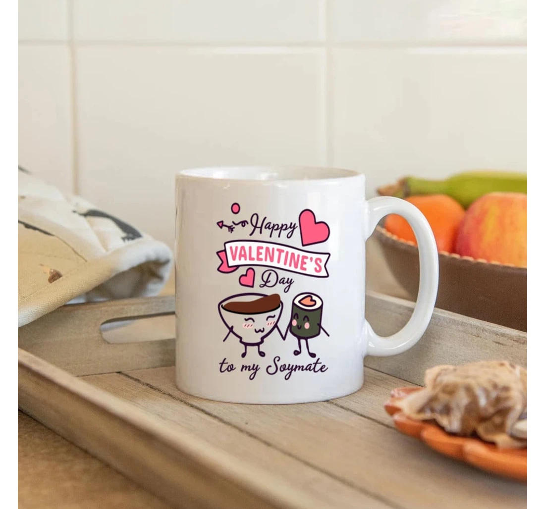 Happy Valentine's Day To My Soymate Mugs Valentine For Her Him Mugs Ceramic Mug Print On Both Sides