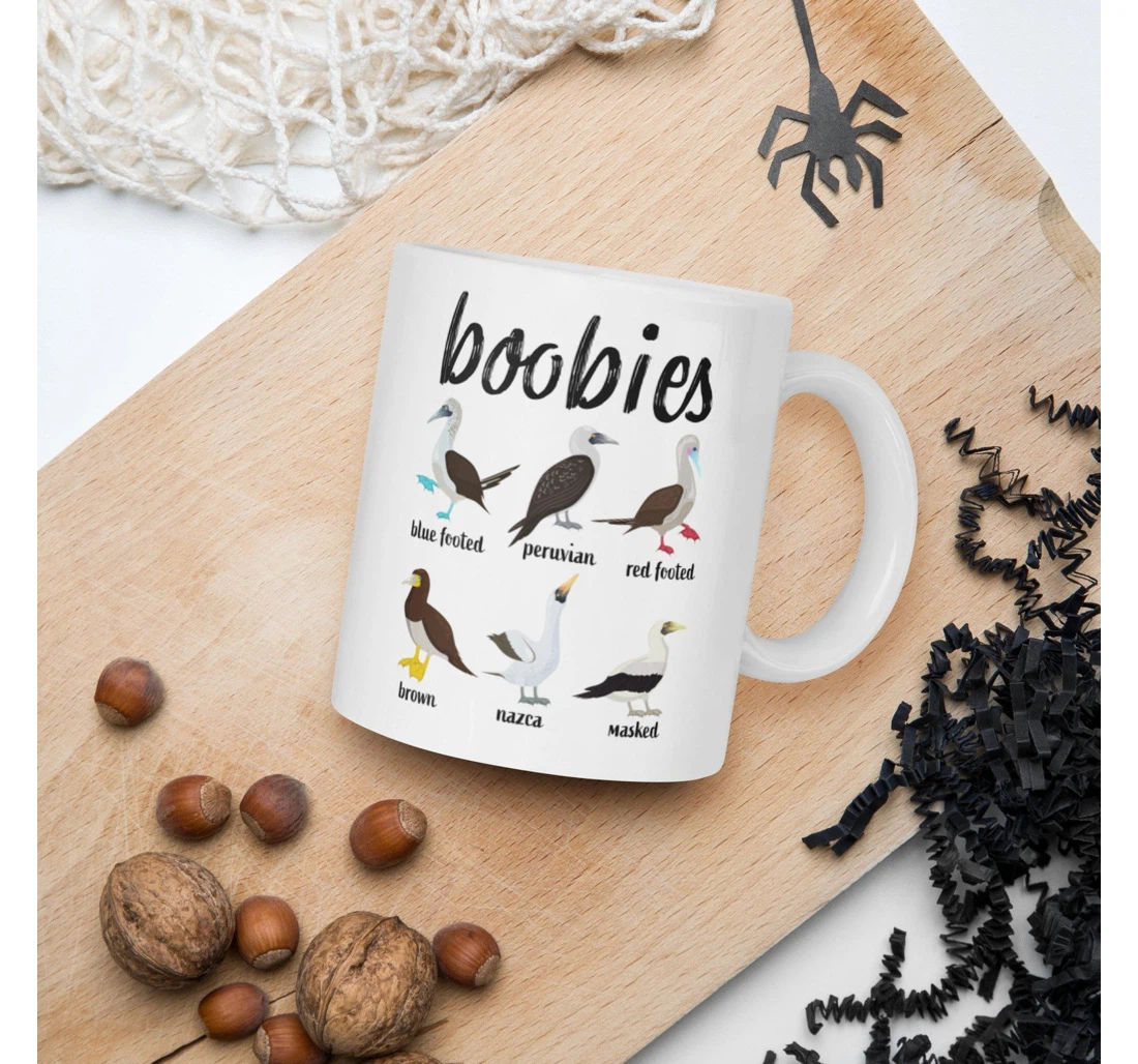 Boobies Funny Booby Birds Galapagos Islands Bird Chart For Bird Lovers Ceramic Mug Print On Both Sides