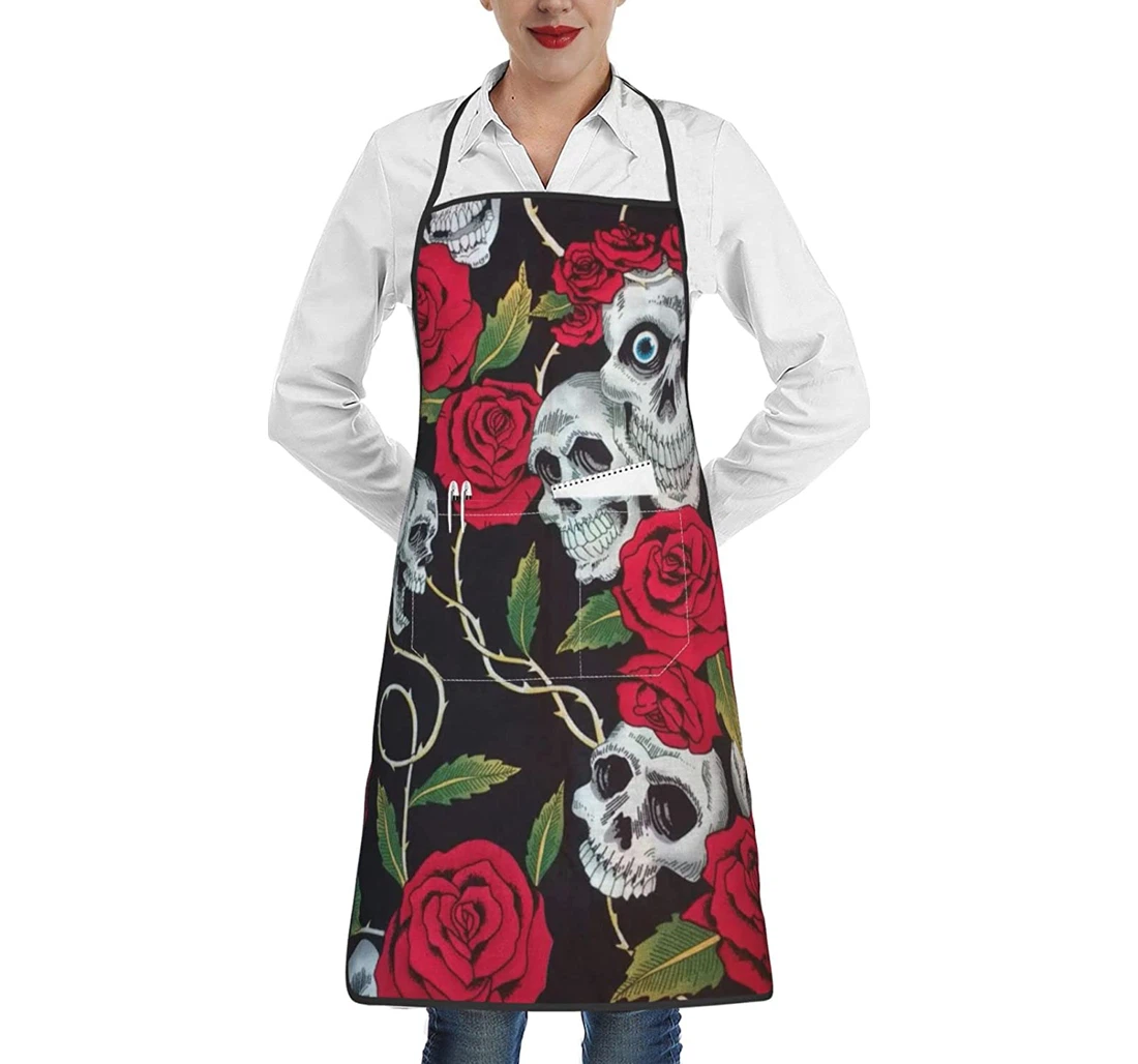 Rose Skull Eyes Apron
