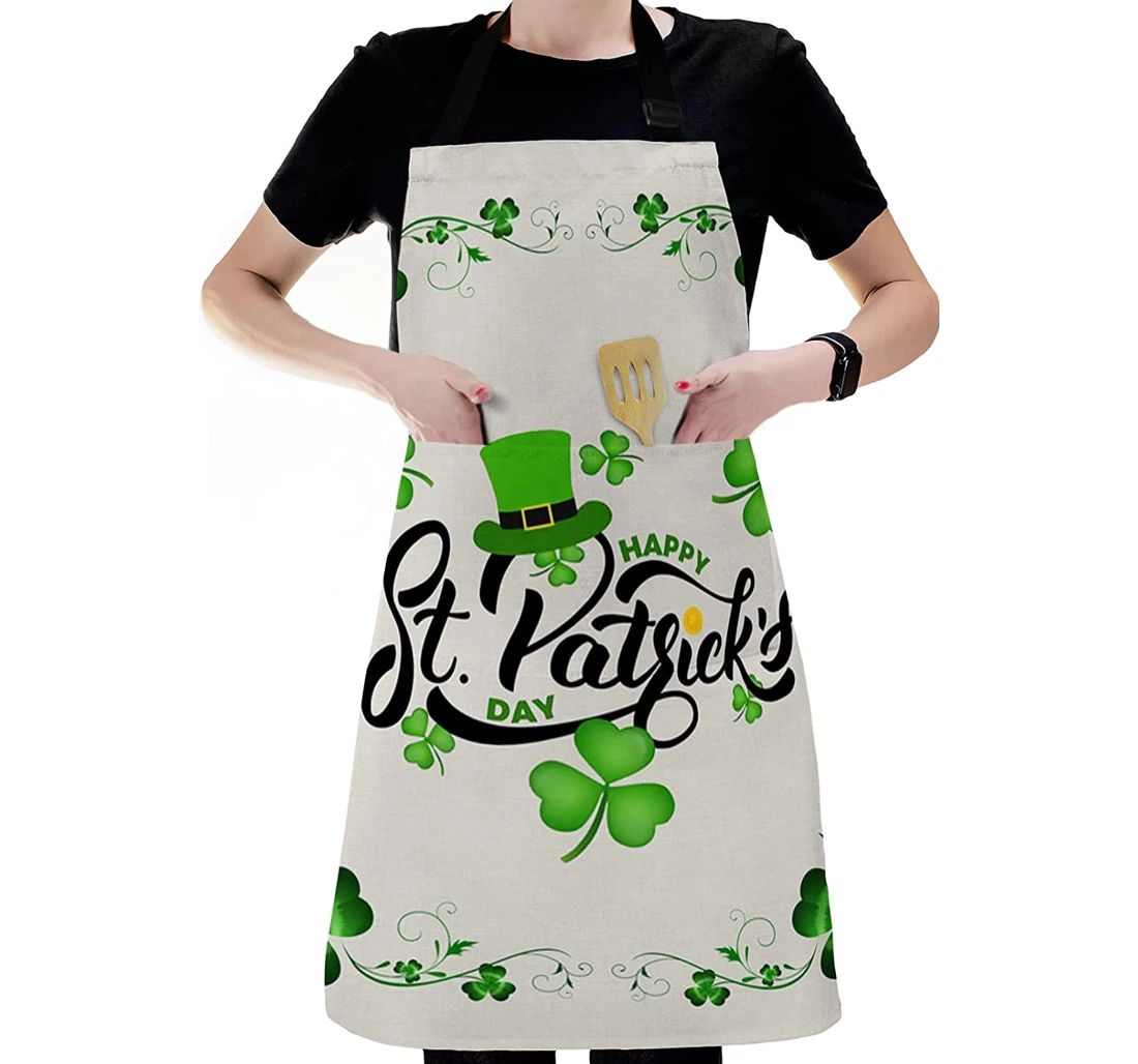 St Patrick's Day Green Clover Leaf Leprechaun Hat Apron