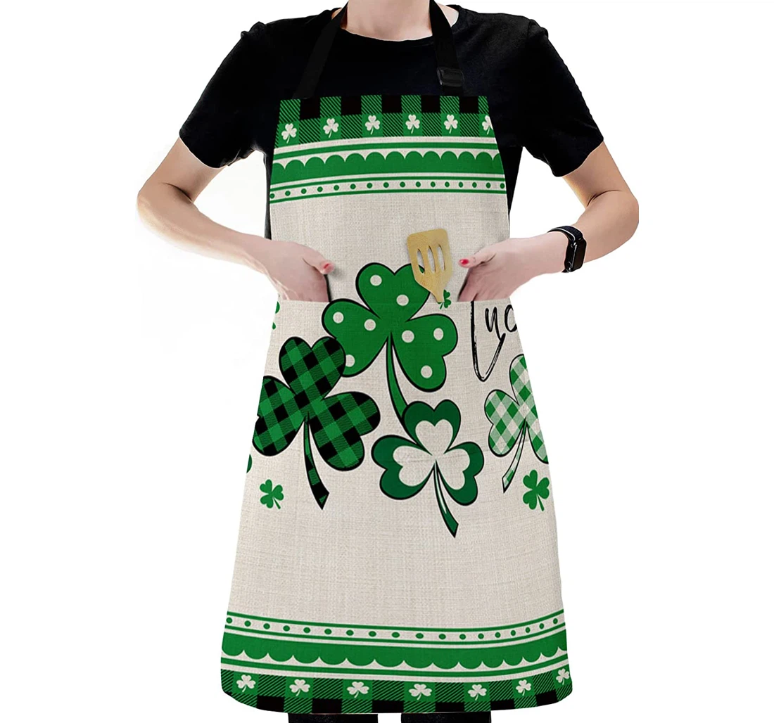 Spring Clover Lucky St Patrick's Day Leaf Apron