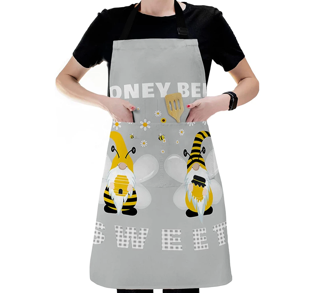 Bee Dwarf Daisy Flower Yellow Stripe Apron