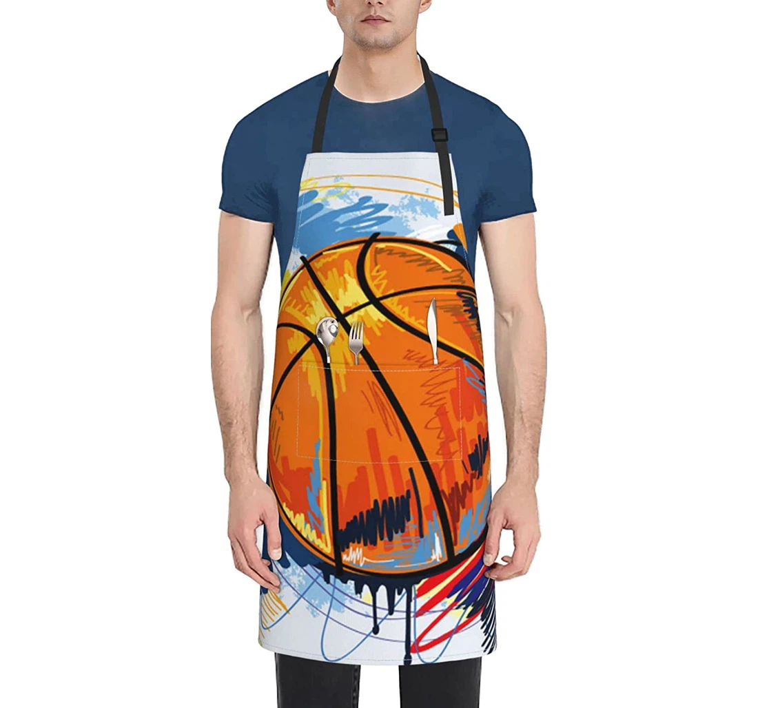 Basketball Colorful Sketch Enjoyment Apron