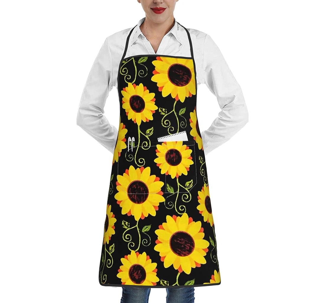 Sunflower Floral Butterflies Art Apron