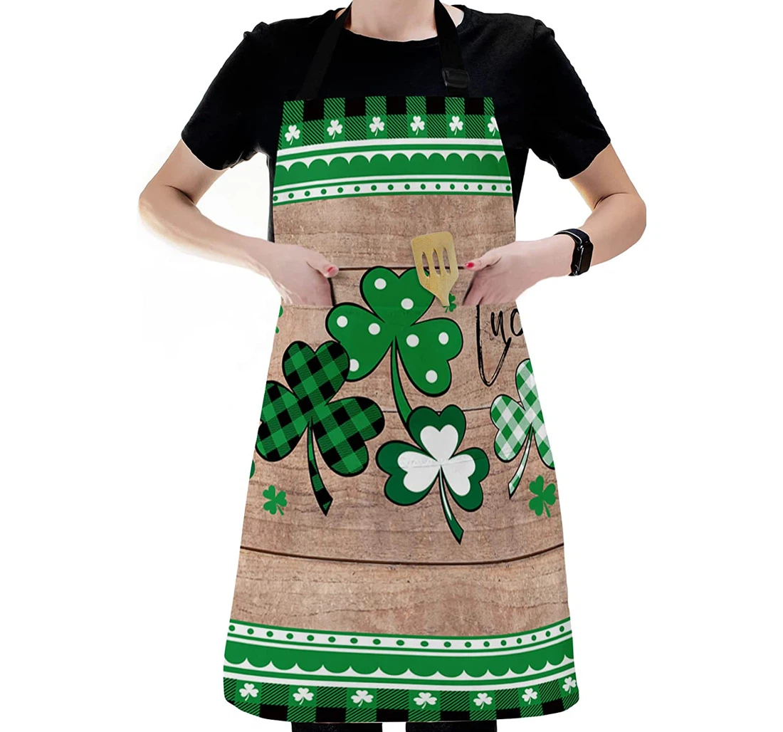 St Patrick's Day Lucky Clover Wood Board Apron