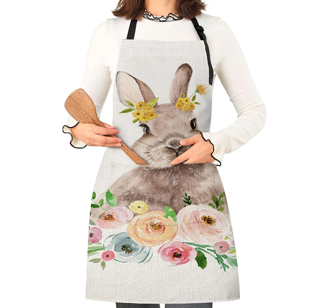 Cute Bunny Easter Rabbit Flower Apron