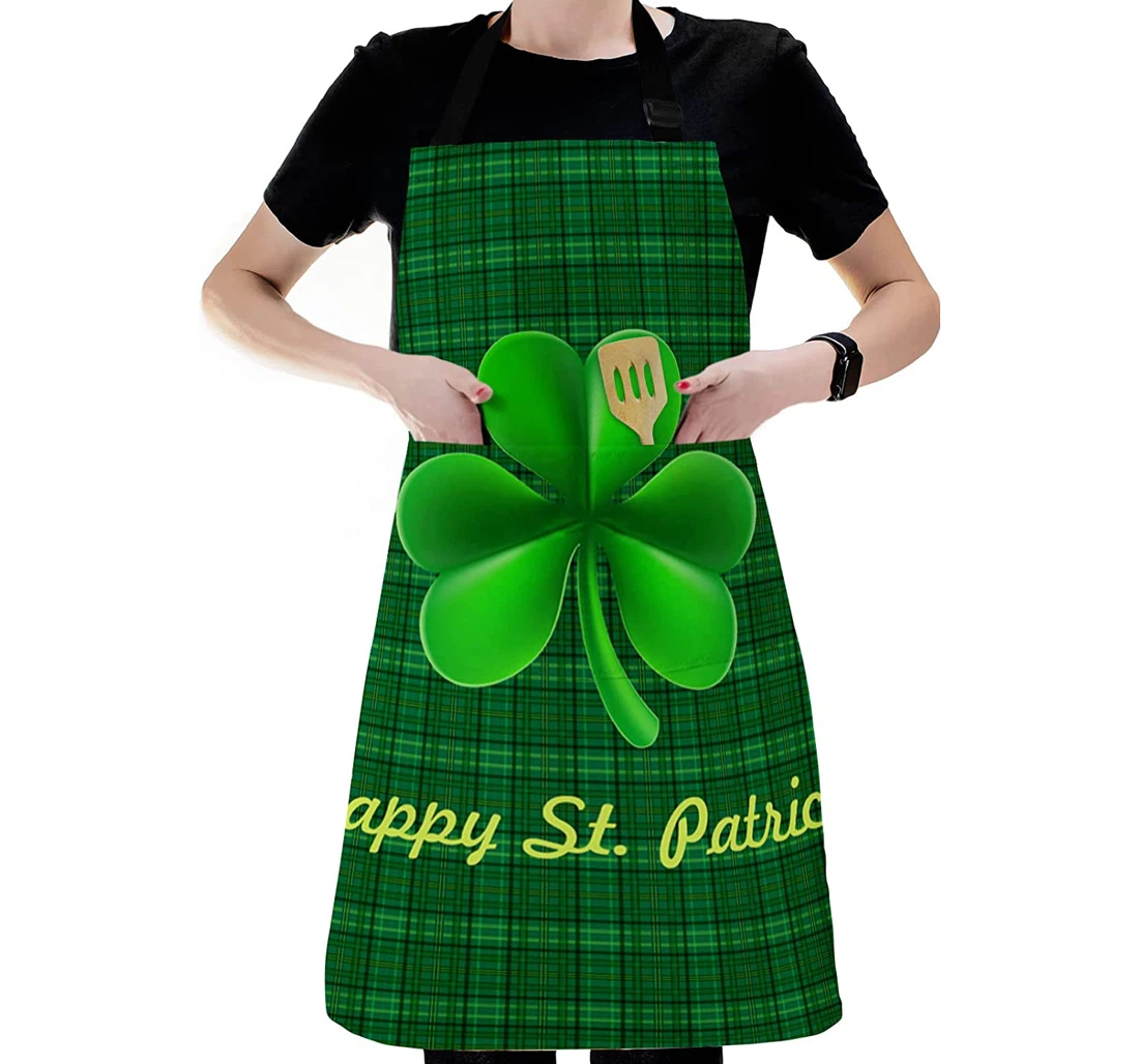 Happy St Patrick's Day Green Clover Apron