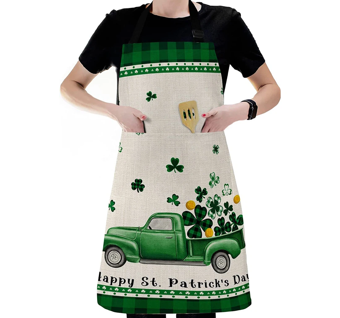 Farm Truck St Patrick's Day Clover Leaf Apron