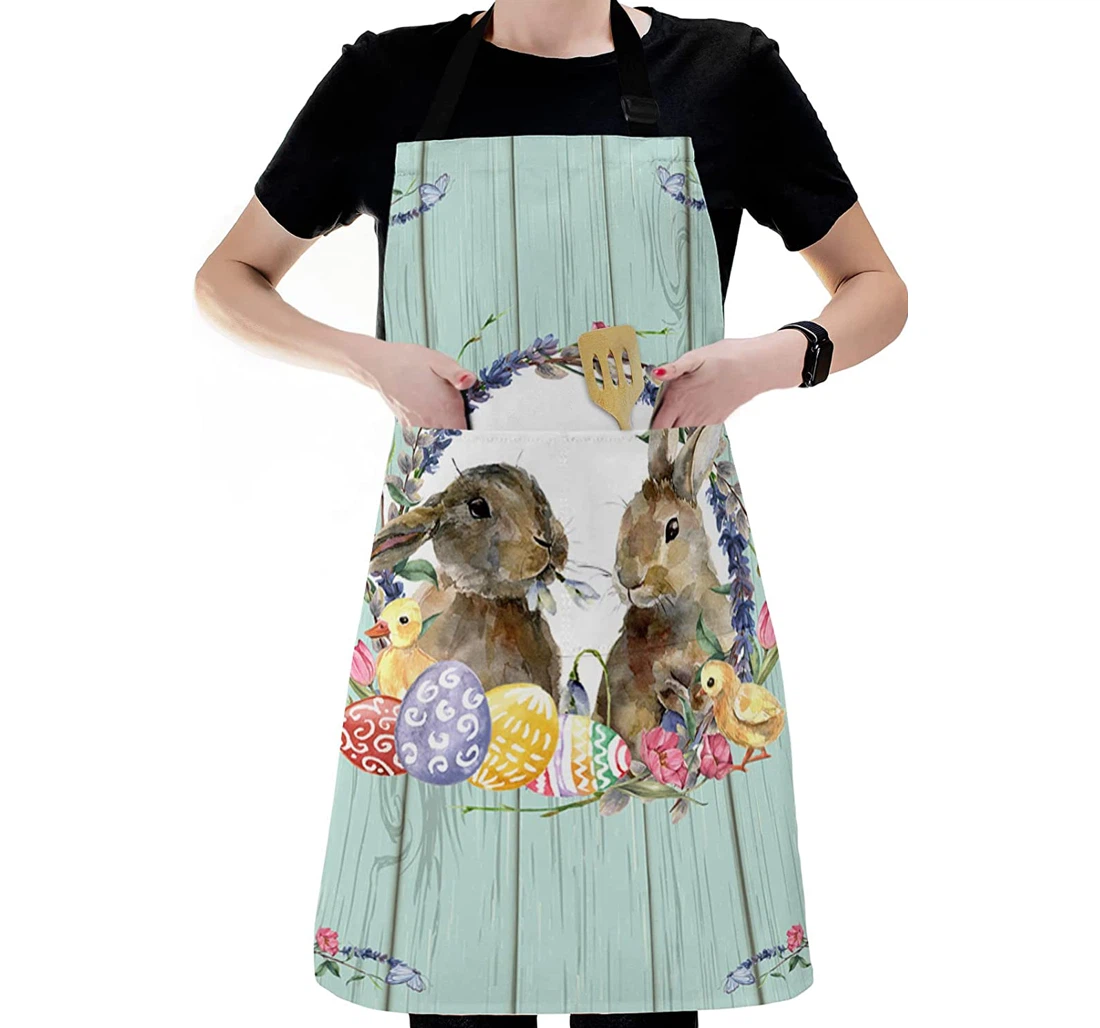 Spring Easter Watercolor Bunny Spring Flower Apron