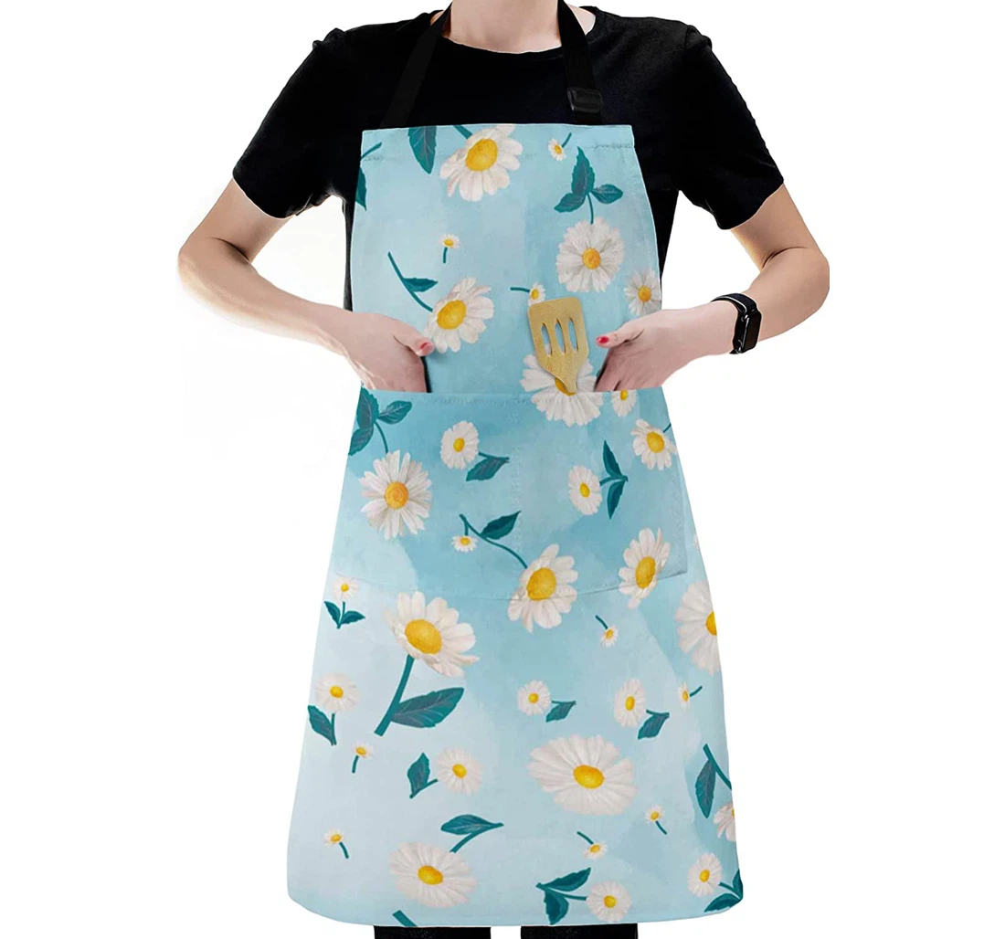 Watercolor Daisy Seamless Style Apron