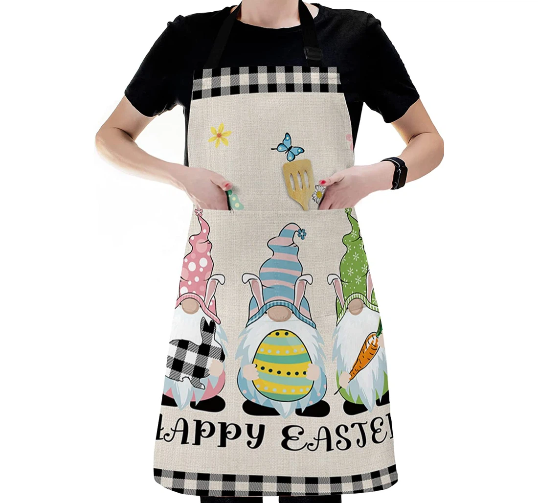 Spring Easter Elf Cute Dwarf Bunny Eggs And Carrots Apron