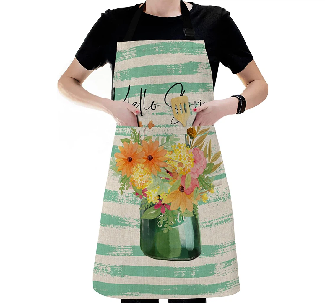 Spring Flower Vase Oil Painting Apron