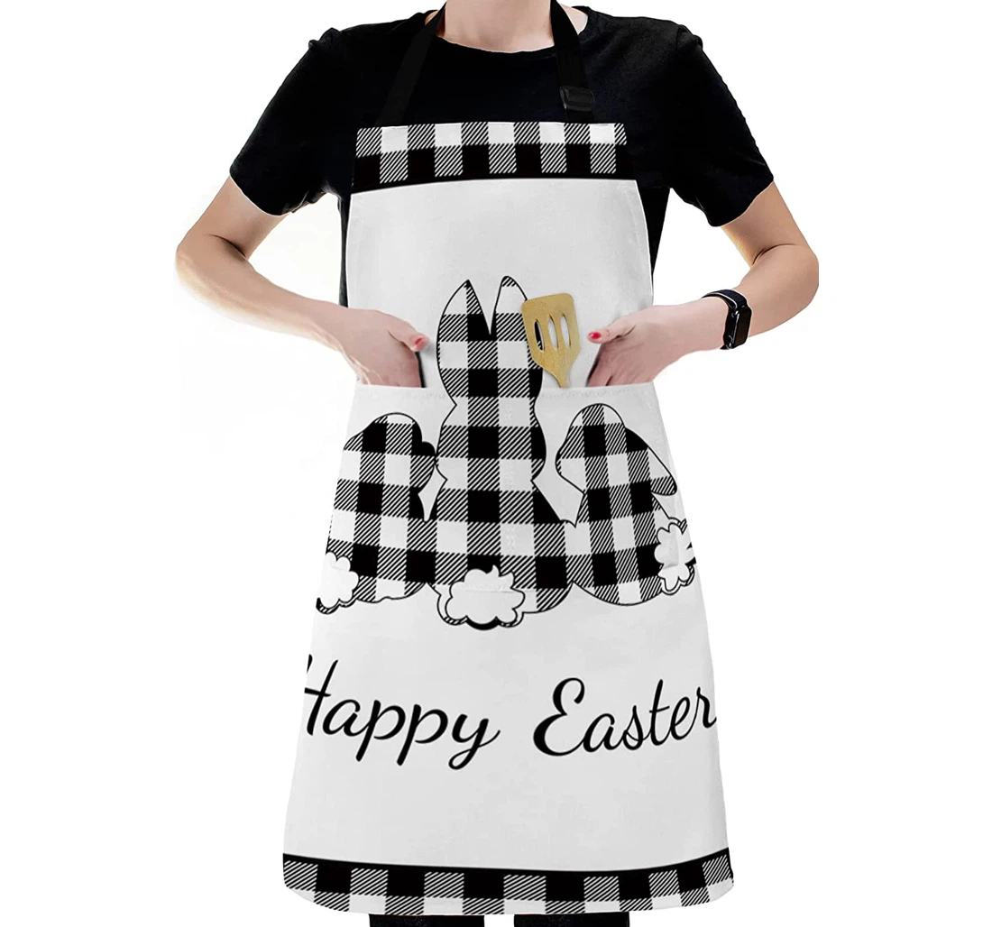 Black White Easter Rabbit Apron