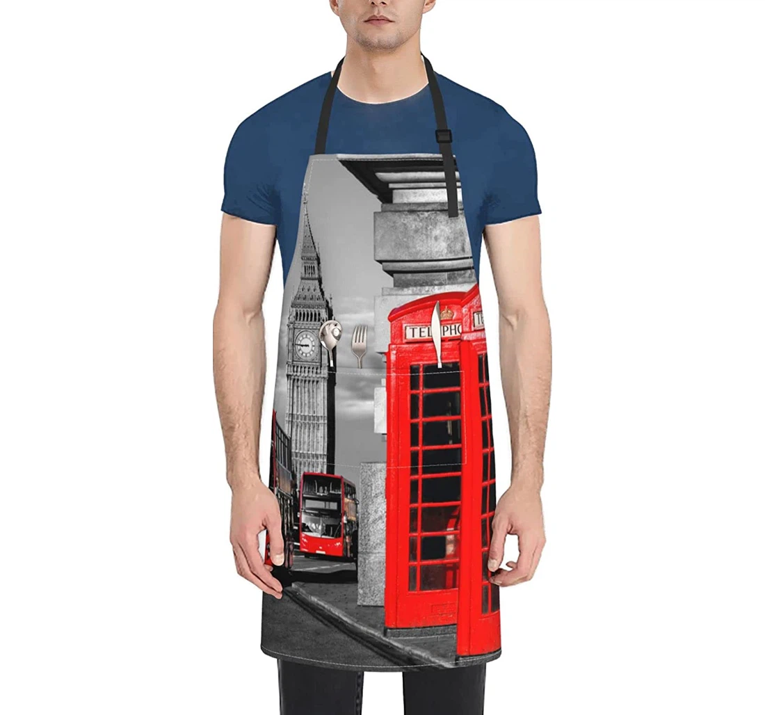 England Uk Retro London Telephone Apron