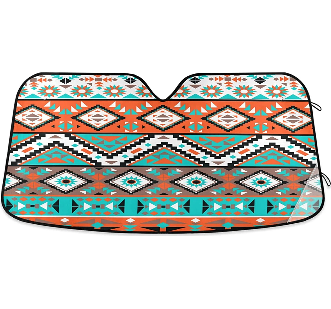 Aztec Geometric Vintage Ethnic Zigzag Auto Sun Shade