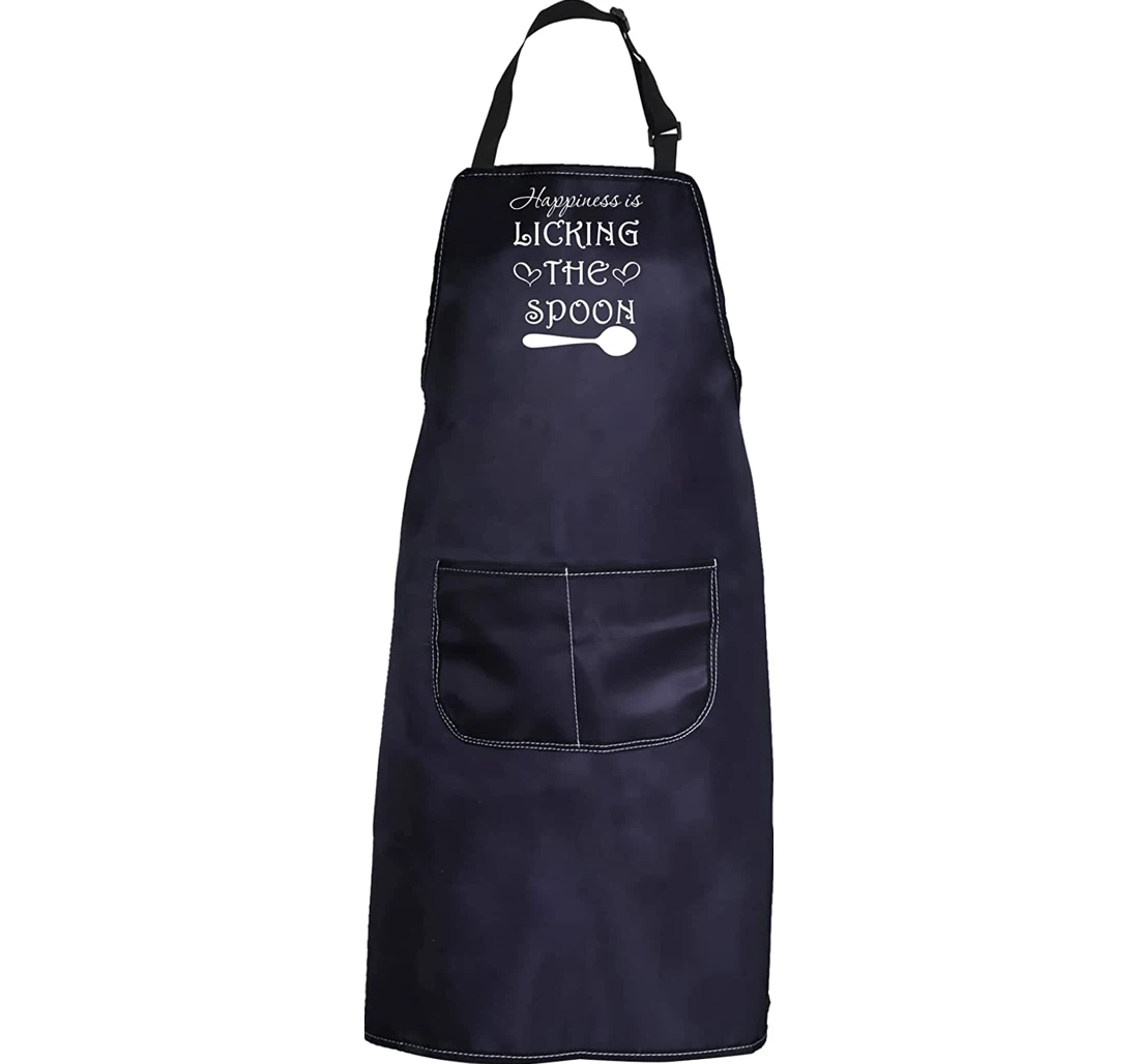 Chef Happiness Is Licking The Spoon Pocket Gift Mom Dad Culinary Student Apron