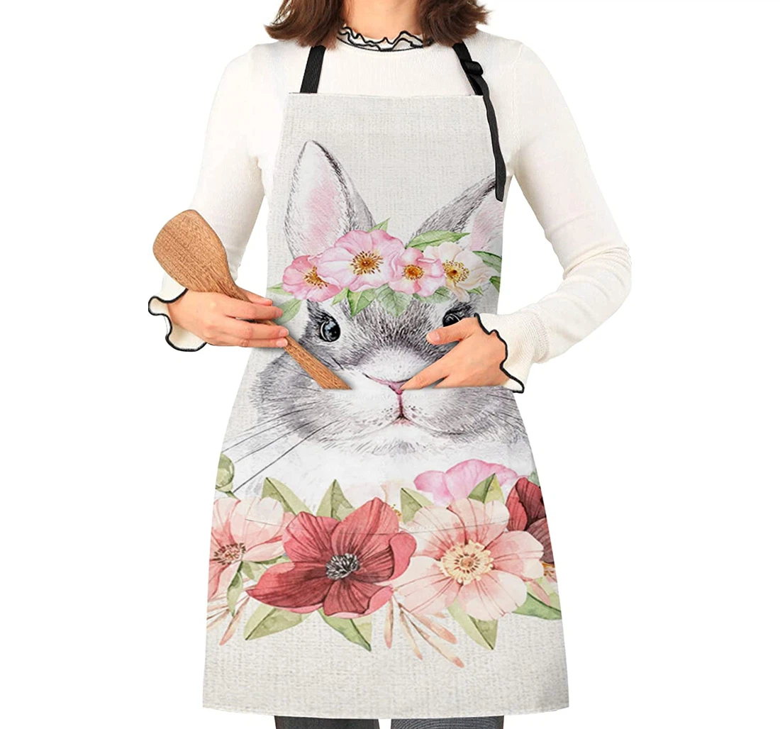 Easter Bunny Spring Aesthetic Floral Apron