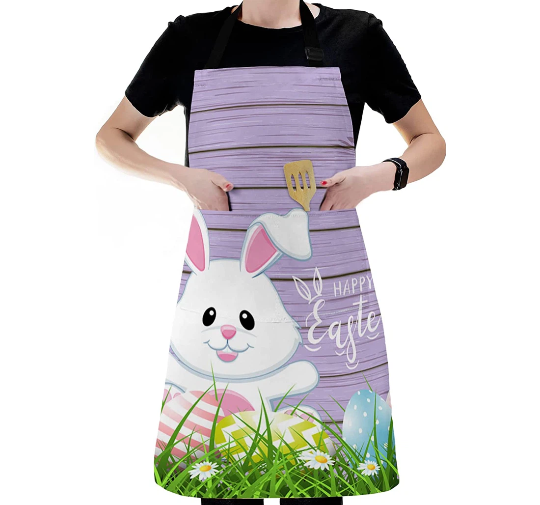 Cartoon Bunny Easter Egg Grassland Apron