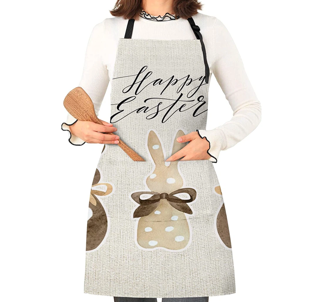 Happy Easter Bunny Bow Heart Apron