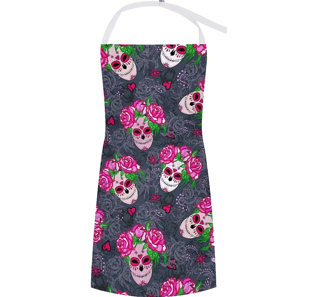 Rose Flower Day Of The Dead Sugar Skull Apron