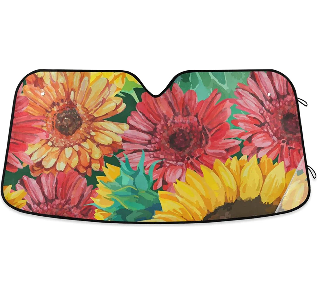 Sunflower Gerbera Oil Painting Auto Sun Shade