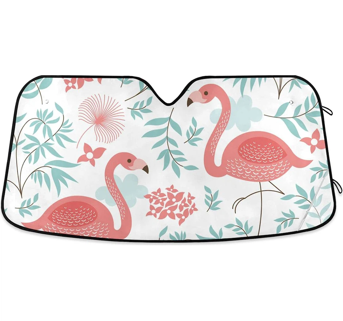Beautiful Floral Pink Flamingos Auto Sun Shade