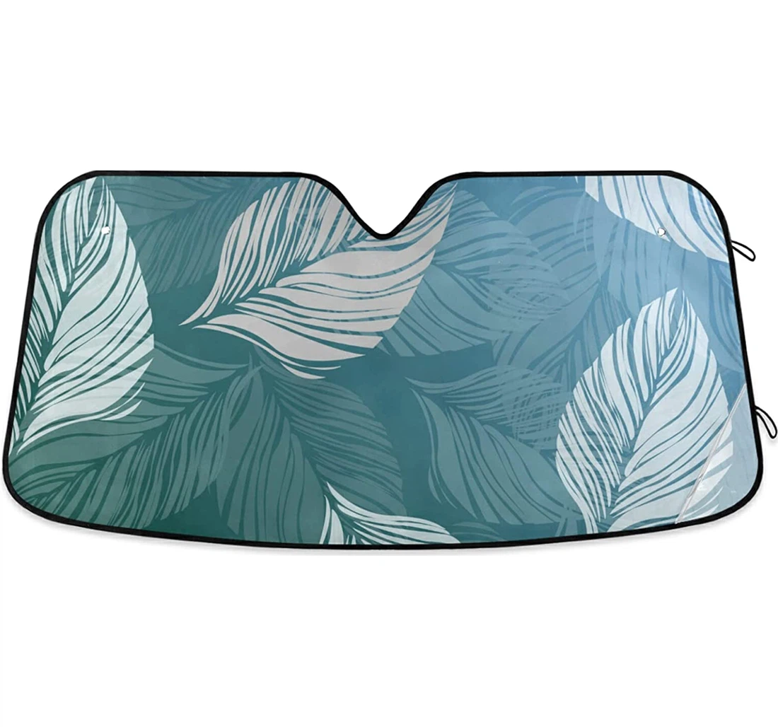 Blue Green Leaf Farmhouse Auto Sun Shade