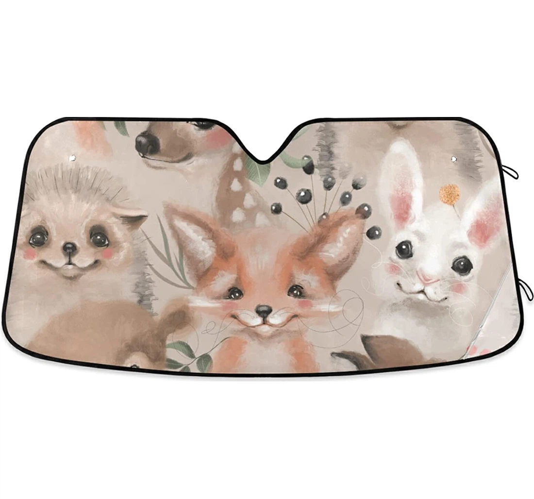 Forest Animals Deer Bunny Fox Auto Sun Shade