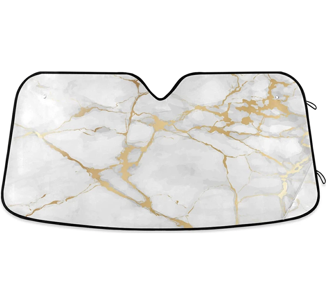 White Marble Golden Edge Auto Sun Shade