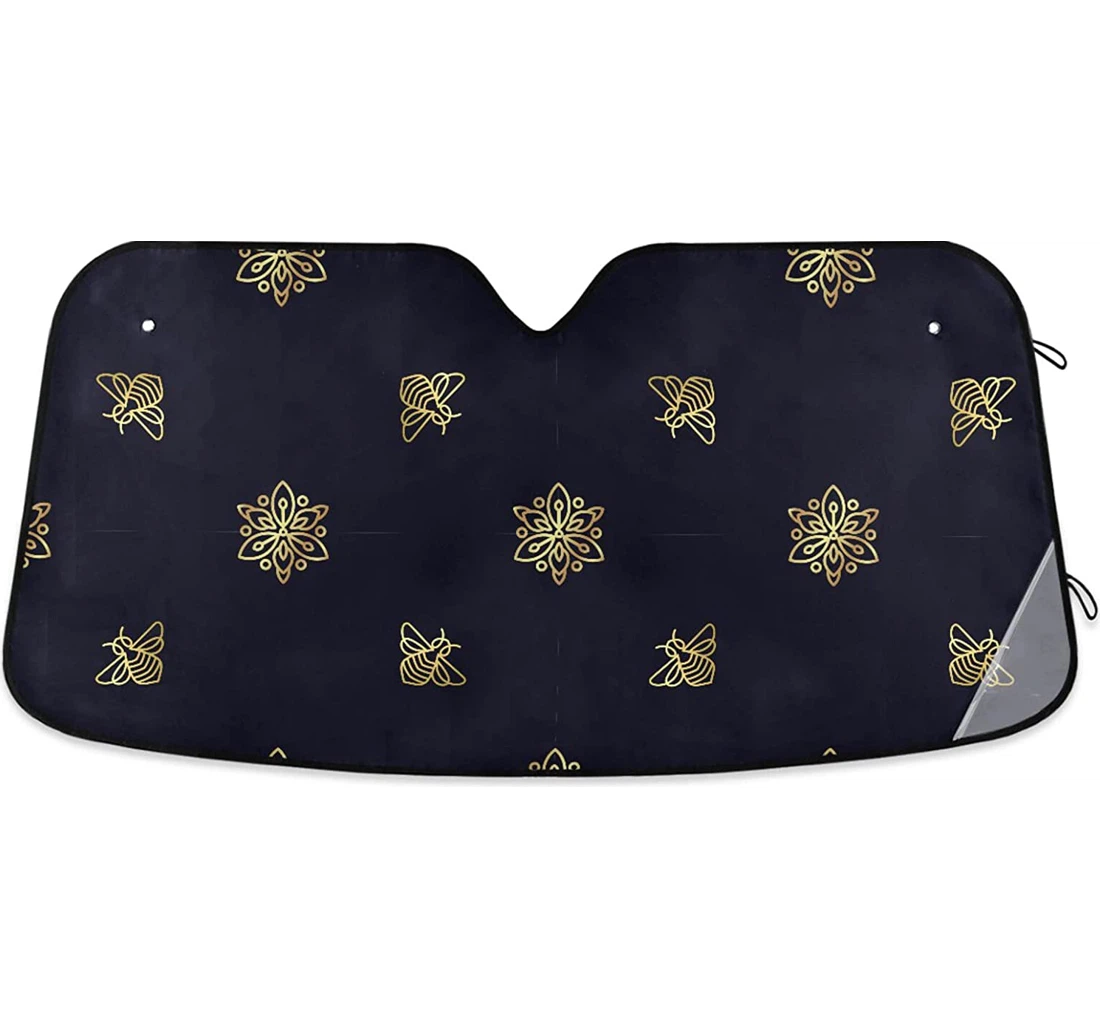 Golden Flower Black Auto Sun Shade