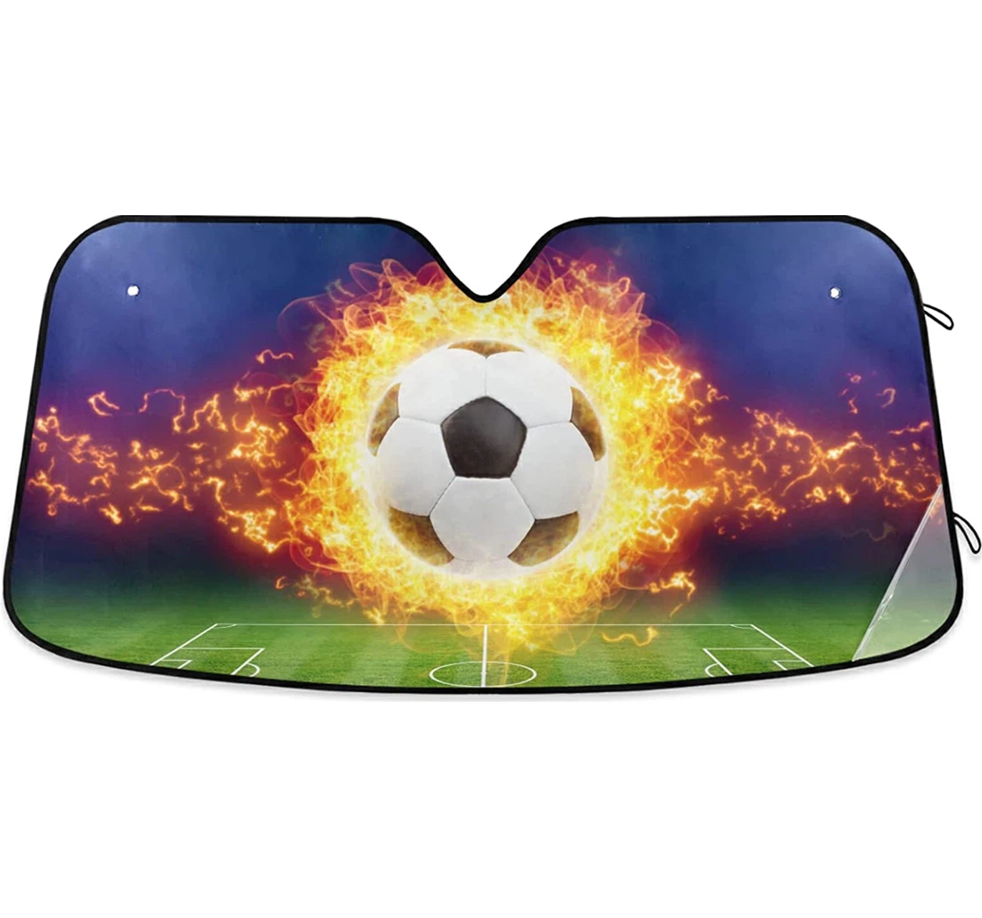 Burning Soccer Ball Auto Sun Shade