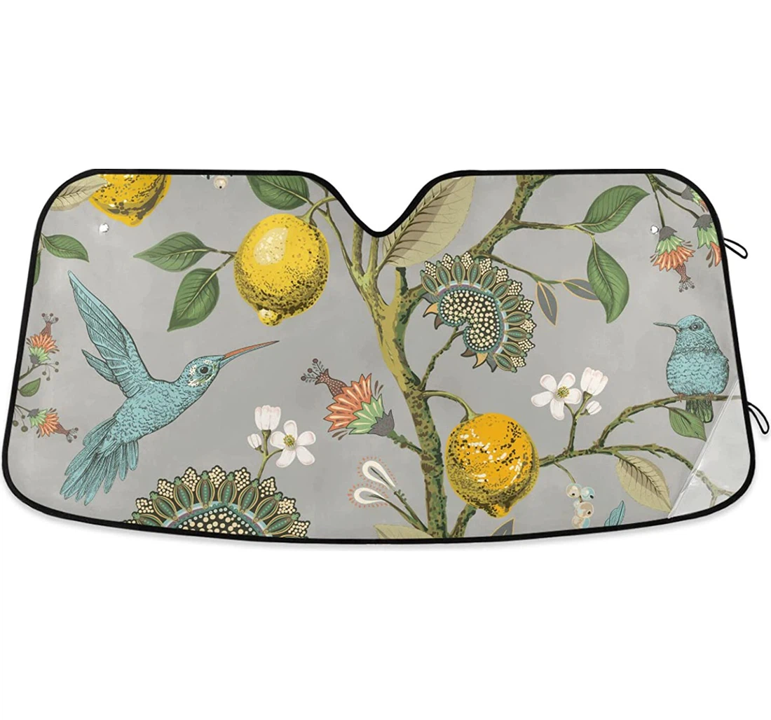 Birds Lemons Flowers Hummingbirds Auto Sun Shade