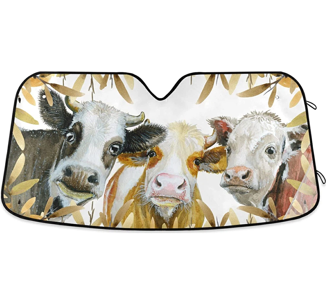 Straw Cows Auto Sun Shade