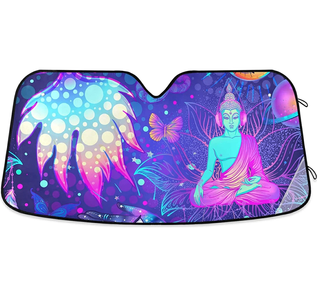 Psychedelic Mushroom Butterfly Auto Sun Shade