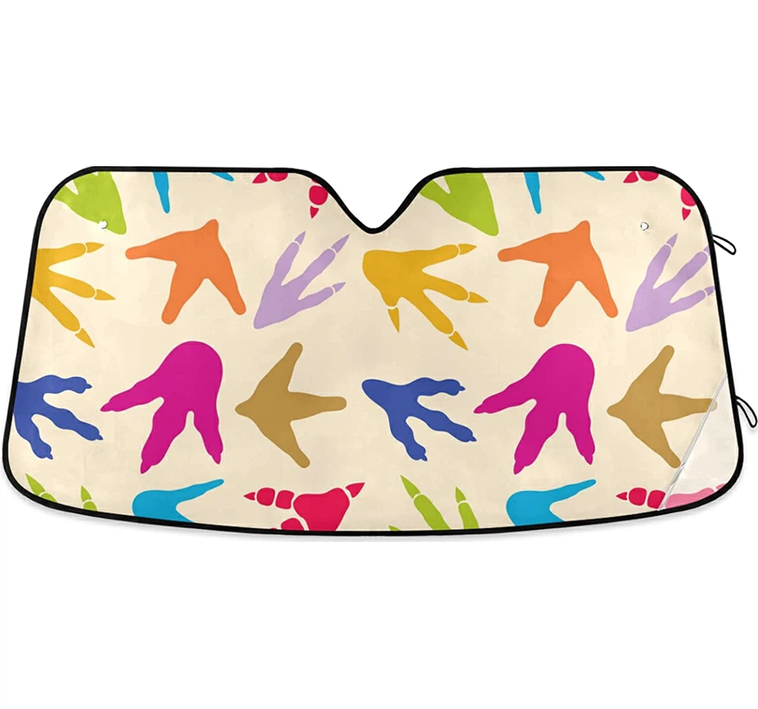 Colorful Dinosaur Footprints Auto Sun Shade
