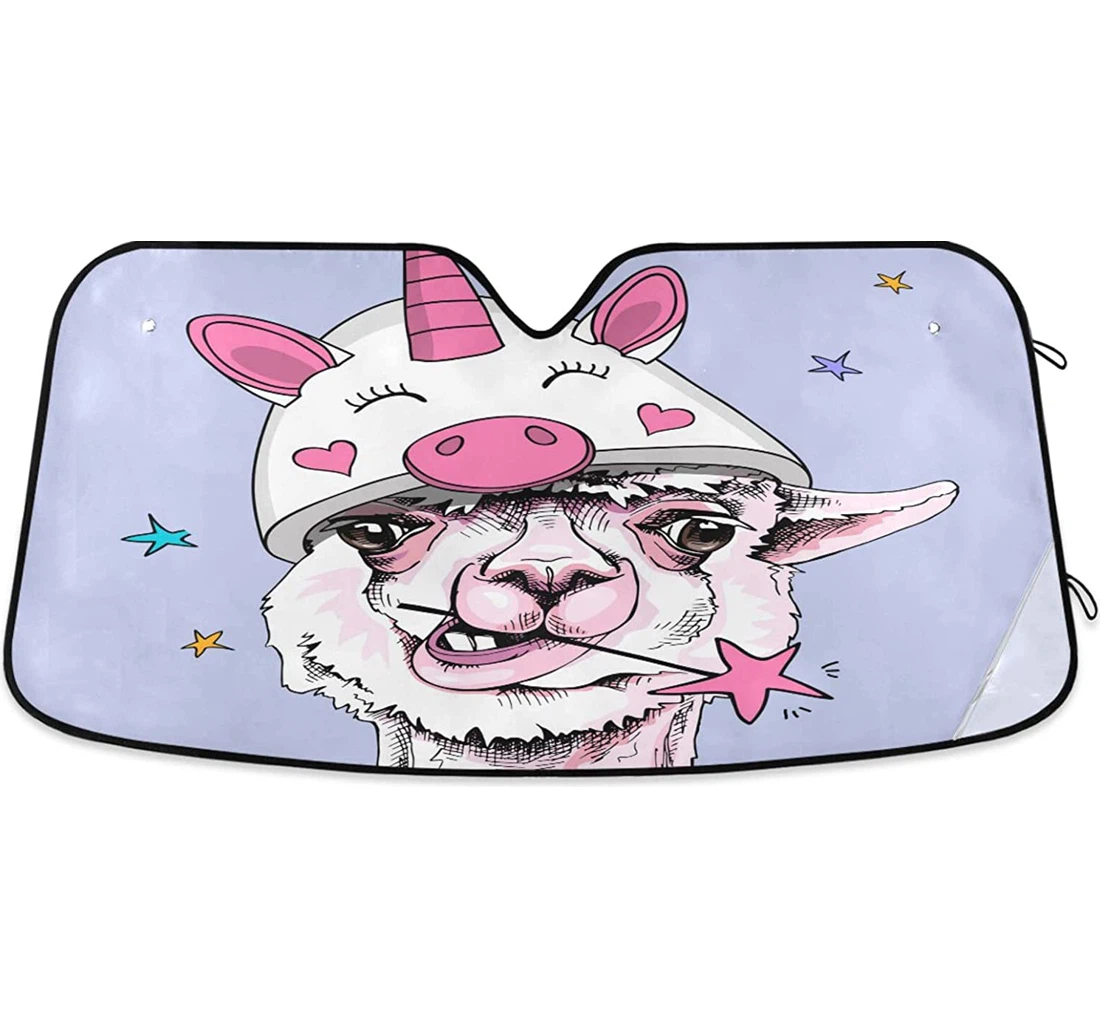 Llama Unicorn Hat Star Auto Sun Shade