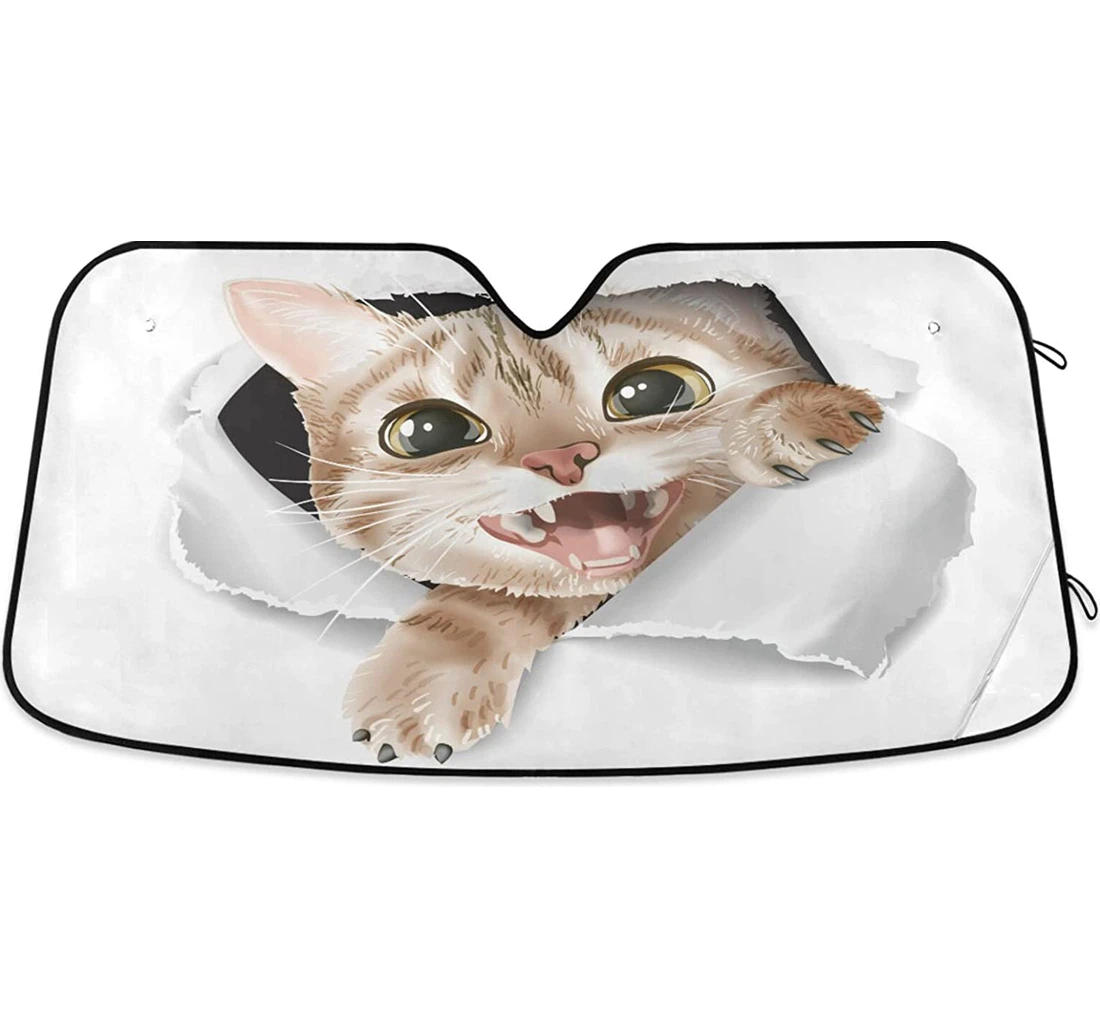 Cartoon Cute Cat Auto Sun Shade