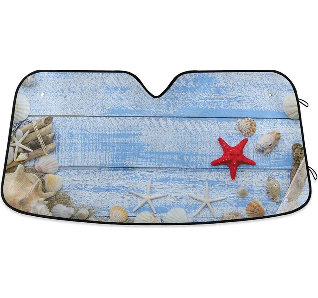 Summer Beach Sea Blue Wooden Auto Sun Shade