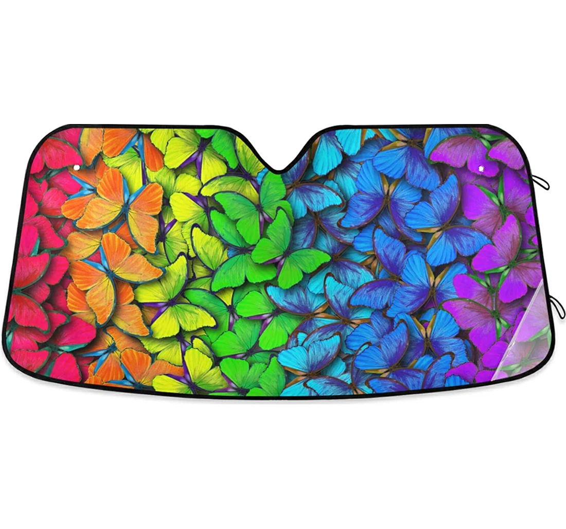 Rainbow Colorful Butterflies Auto Sun Shade