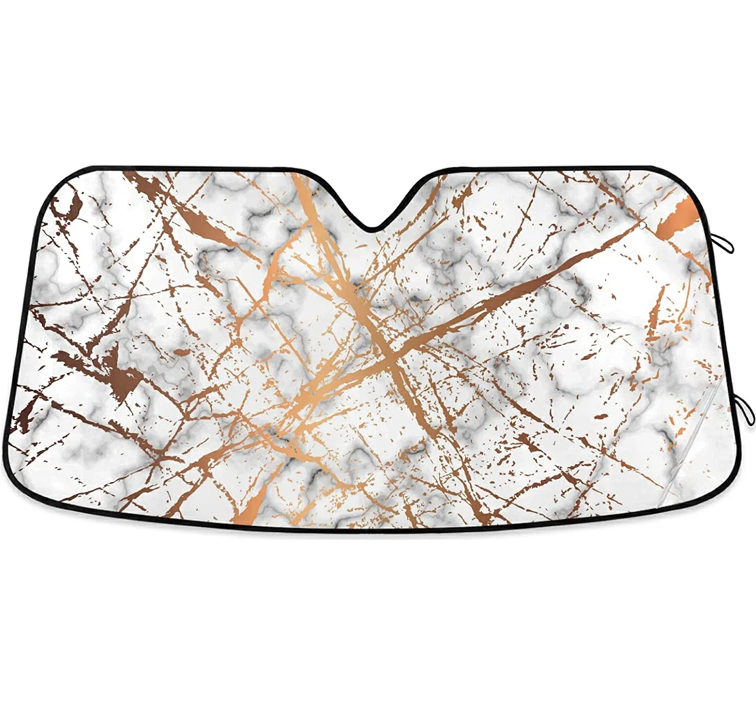 White Gold Rim Marble Auto Sun Shade