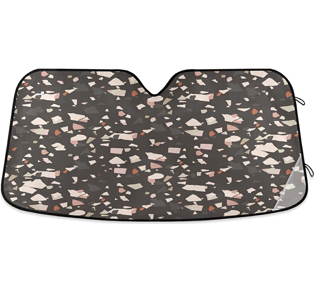 Terrazzo Dark Pattern Auto Sun Shade