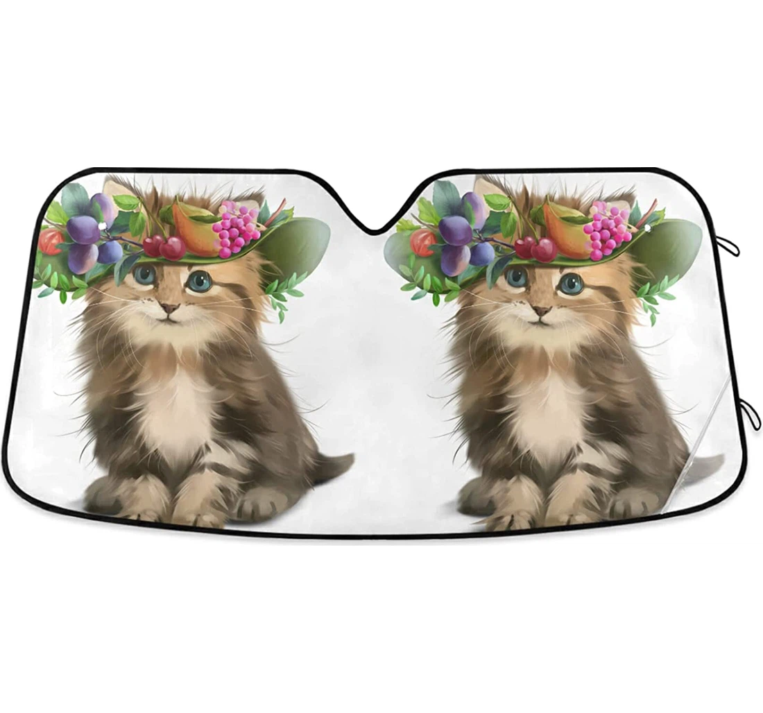 Fluffy Kitten Hat Fruit Auto Sun Shade