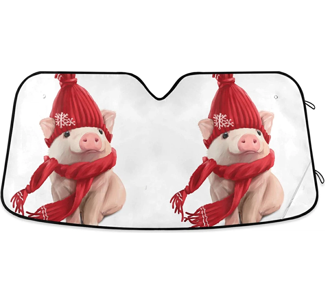 Piggy Red Hat Scarf Auto Sun Shade