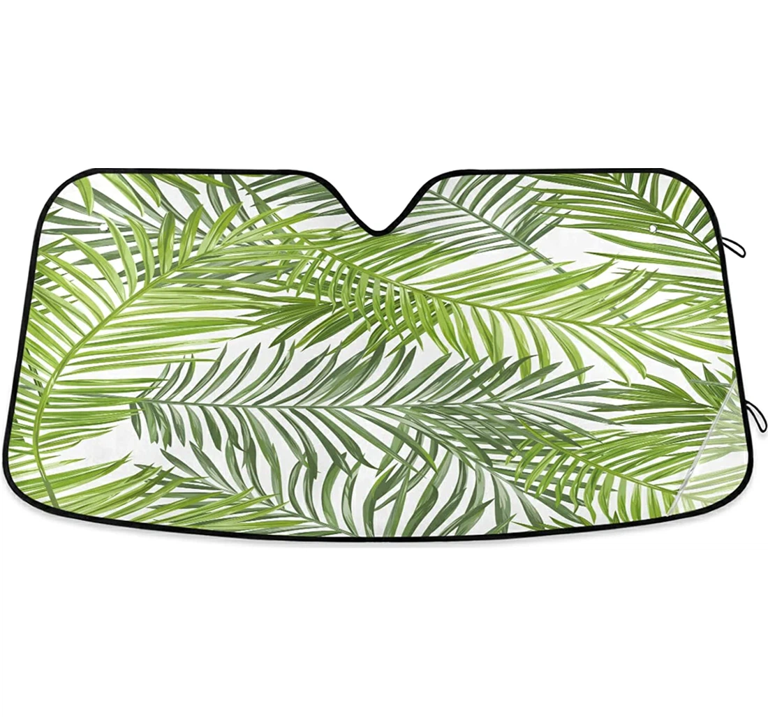 Tropical Palm Leaves Auto Sun Shade
