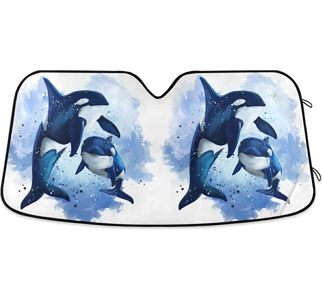 Two Killer Whales Ocean Auto Sun Shade