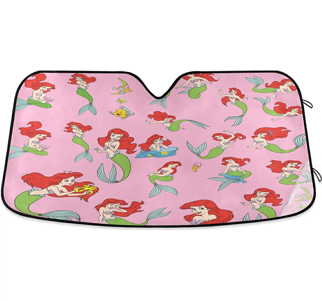 Pink Cartoon Mermaid Auto Sun Shade