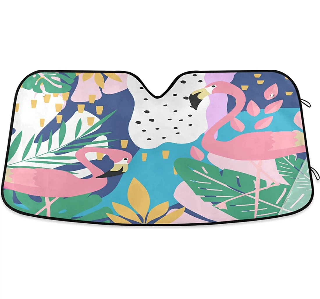 Tropical Flamingo Auto Sun Shade