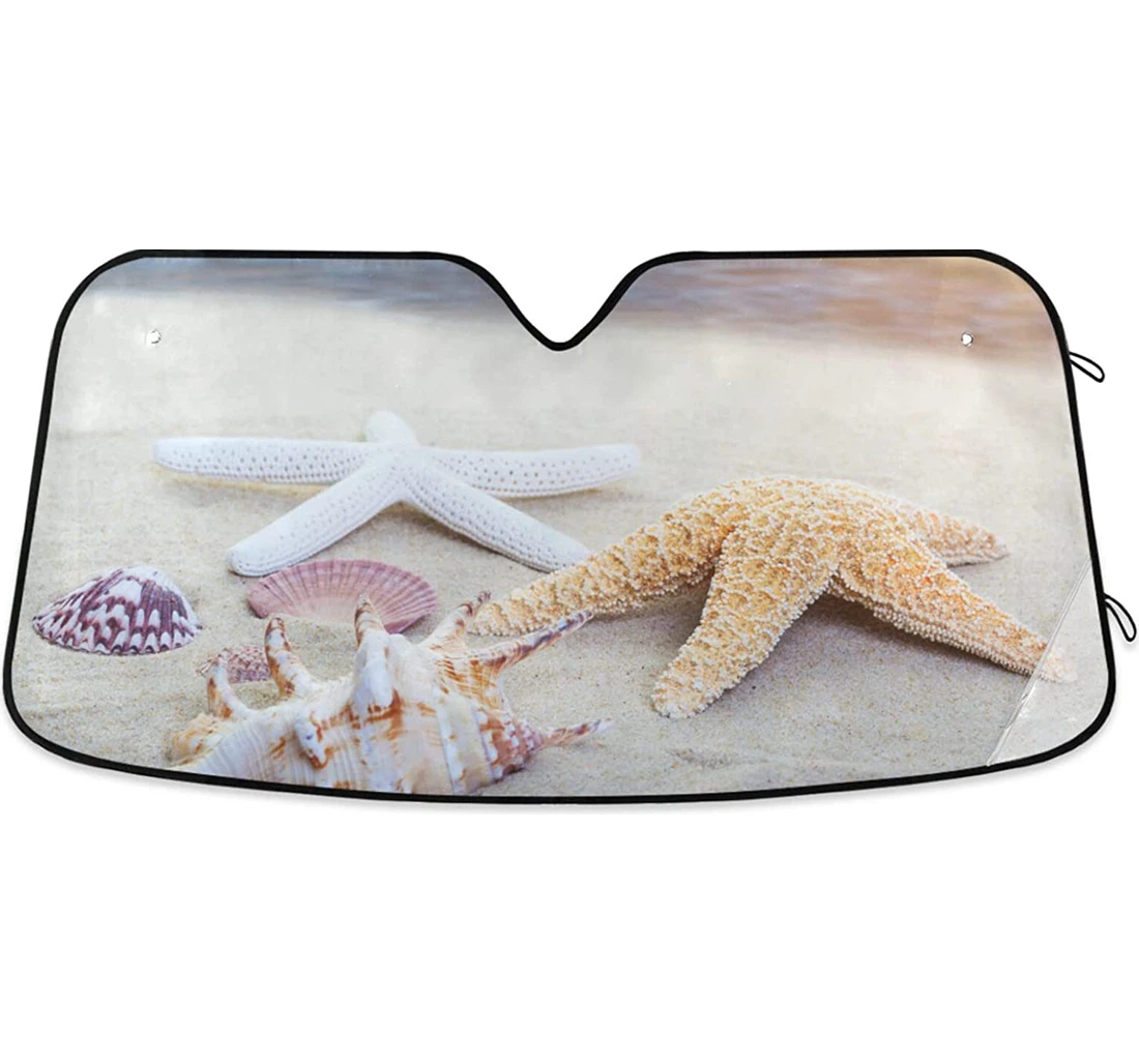 Starfish Sea Shells Beach Auto Sun Shade